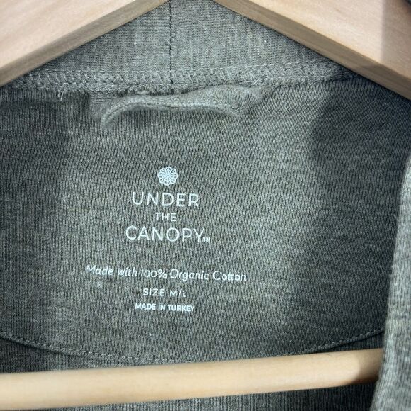 Under The Canopy Robe Size M/L Womens Sage Green Organic Cotton Lounge Maxi - Picture 3 of 7